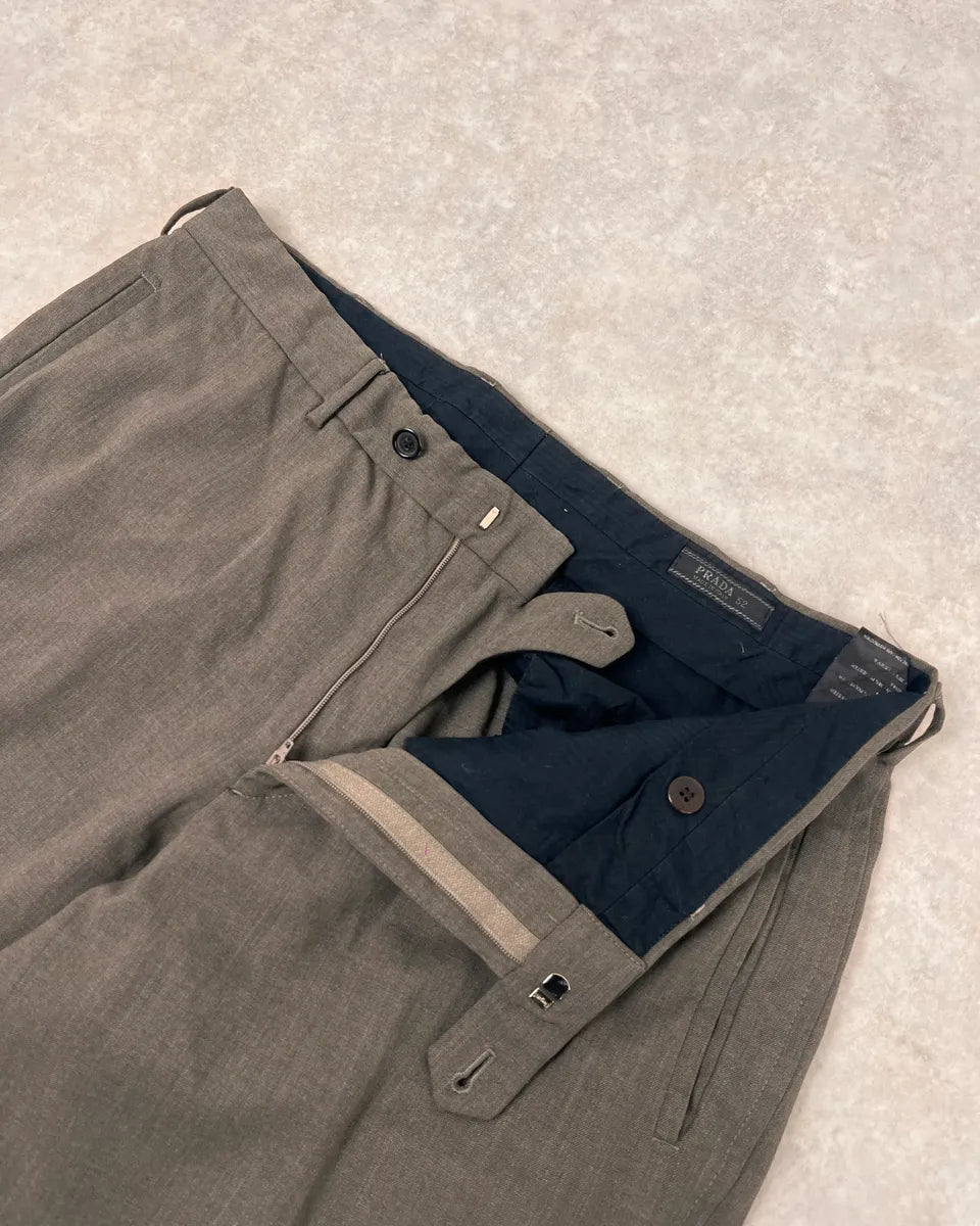 2000s Prada Classic Grey Relaxed Pants TWxQzPO 6