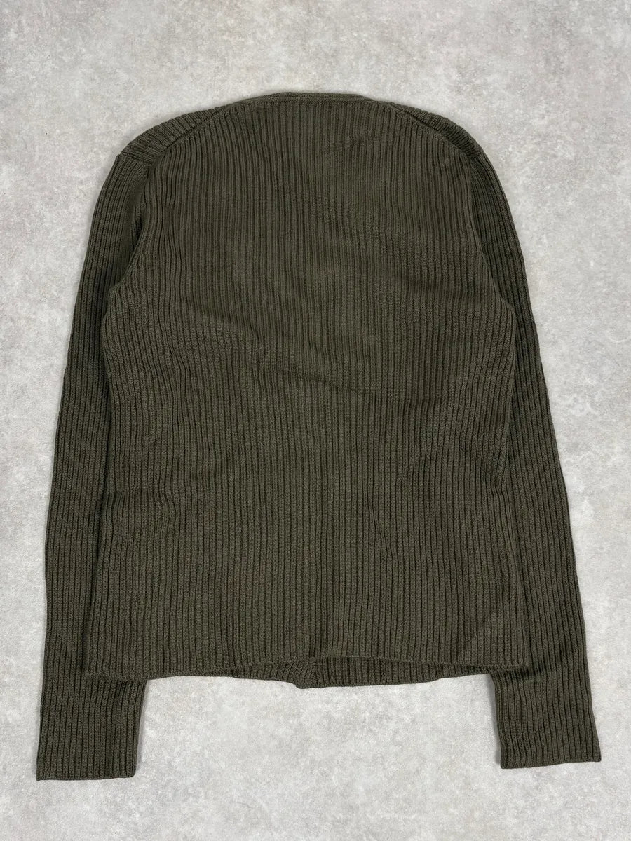 2000s Prada Classic Khaki Wool Cardigan yUeoINo 5