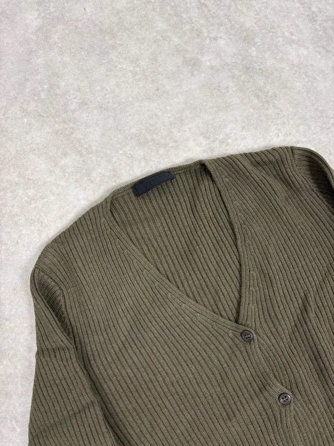 2000s Prada Classic Khaki Wool Cardigan yUeoINo 4