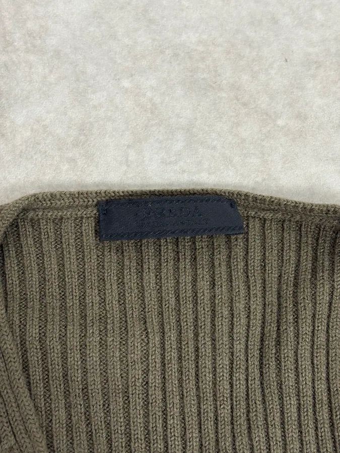 2000s Prada Classic Khaki Wool Cardigan yUeoINo 8