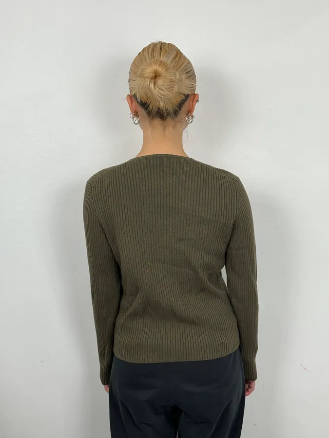 2000s Prada Classic Khaki Wool Cardigan yUeoINo 1