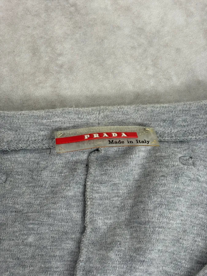 SS2003 Prada Linea Rossa Minimalist Grey T-Shirt yAJiULN 7