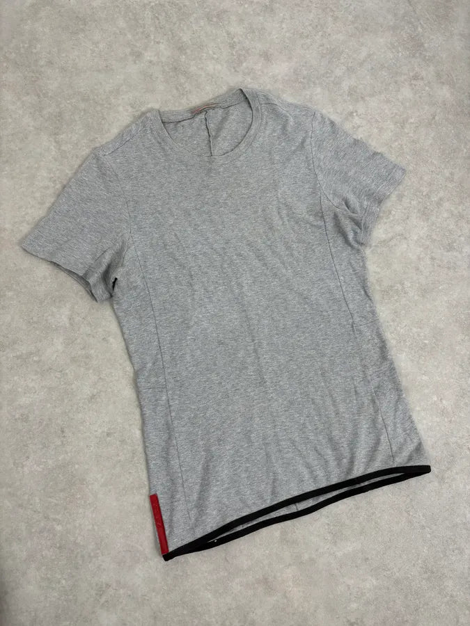 SS2003 Prada Linea Rossa Minimalist Grey T-Shirt yAJiULN 3