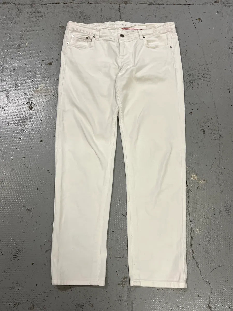 2000s Prada Classic White Denim Jeans lXUeCKW 0