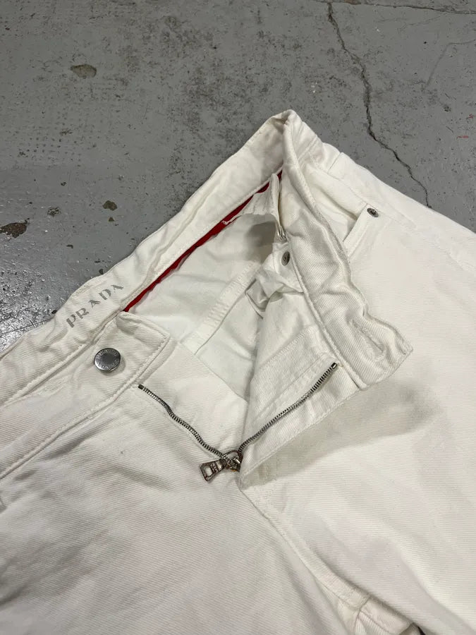2000s Prada Classic White Denim Jeans lXUeCKW 10