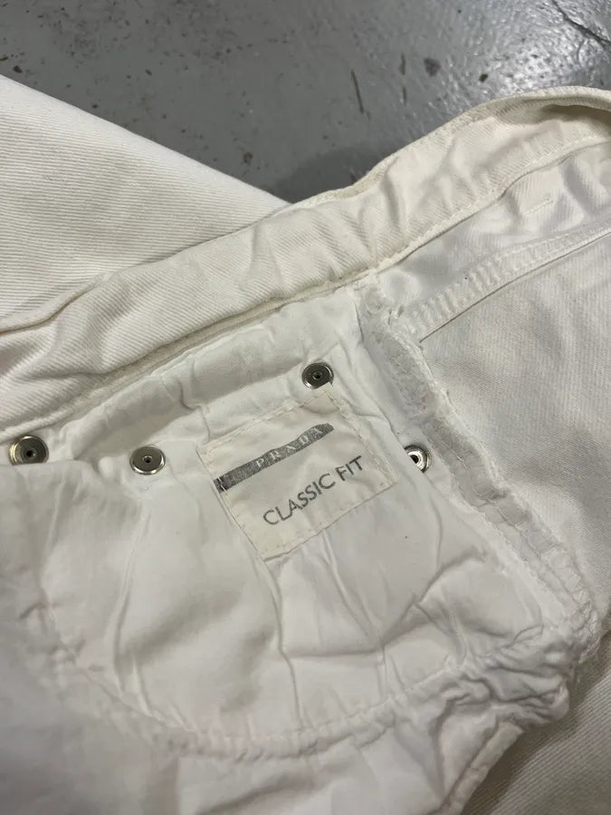 2000s Prada Classic White Denim Jeans lXUeCKW 13