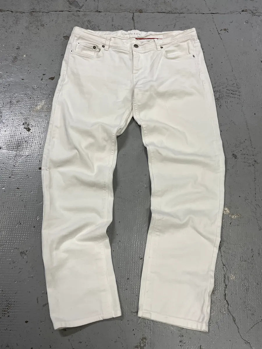 2000s Prada Classic White Denim Jeans lXUeCKW 4
