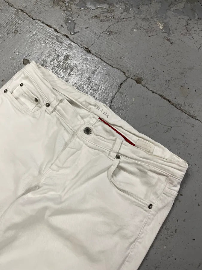2000s Prada Classic White Denim Jeans lXUeCKW 5
