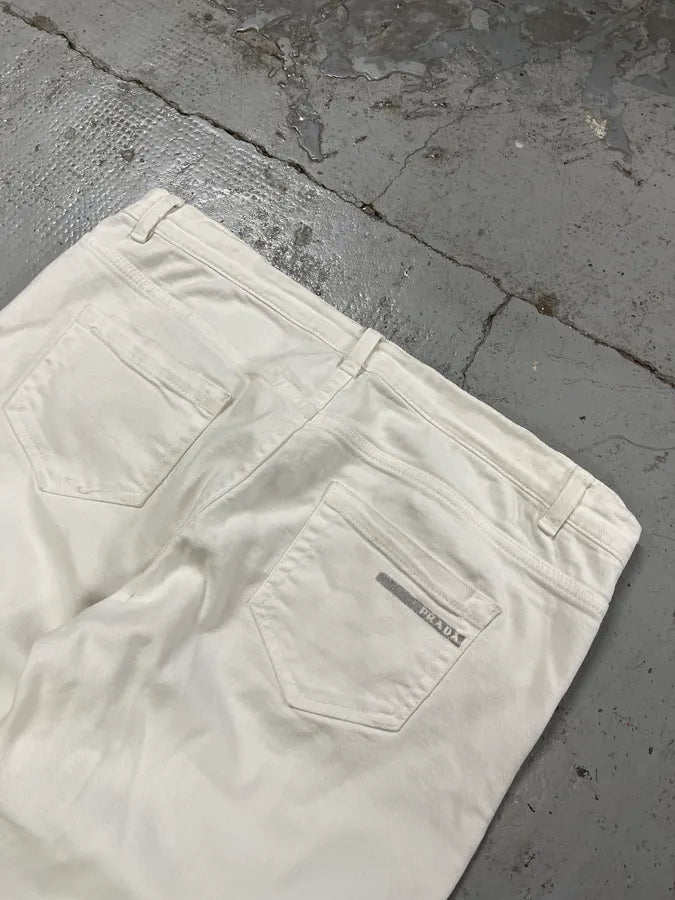 2000s Prada Classic White Denim Jeans lXUeCKW 8