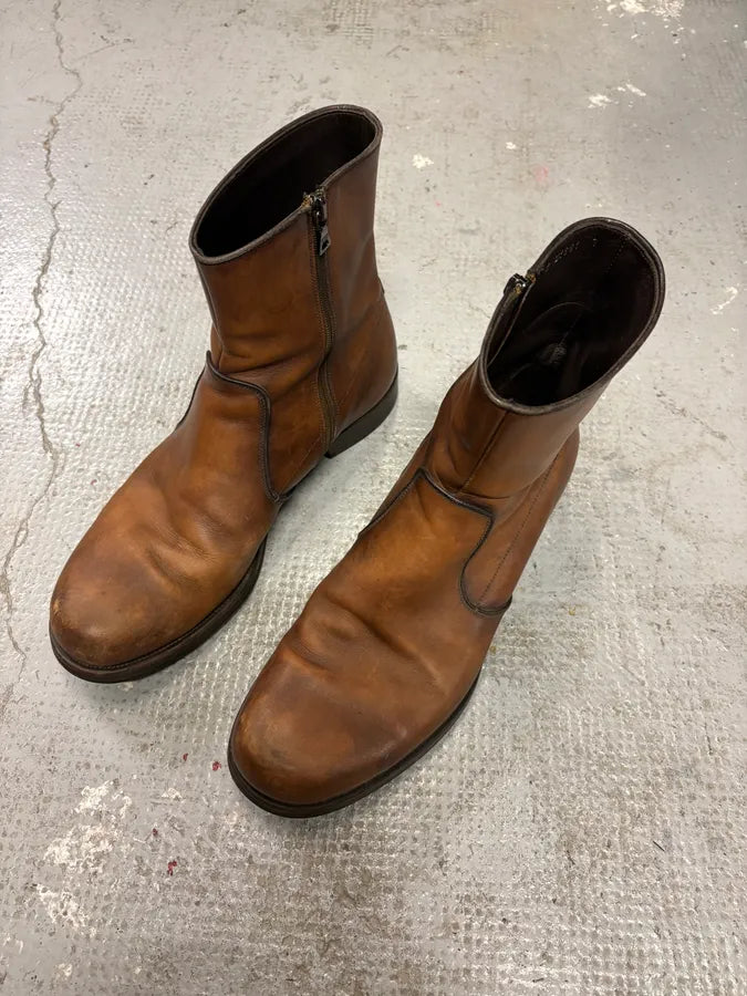 2000s Prada Copper Leather Ankle Boots btFJxmc 2