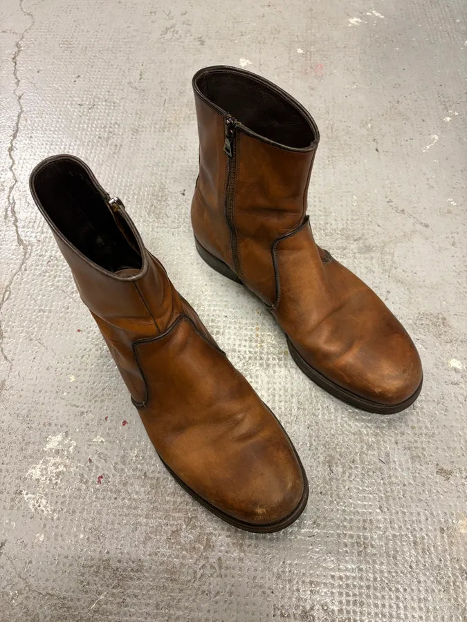 2000s Prada Copper Leather Ankle Boots btFJxmc 3