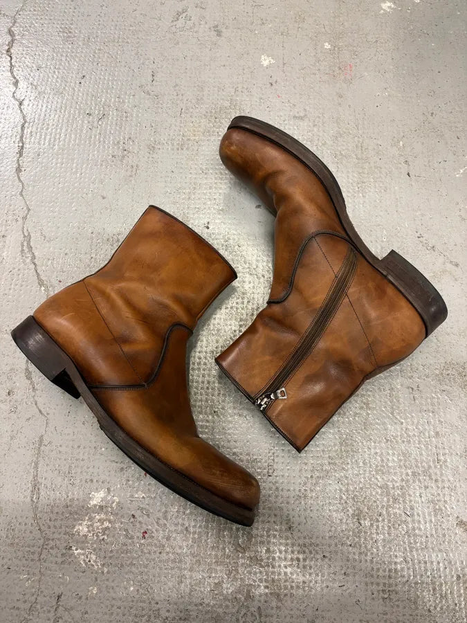 2000s Prada Copper Leather Ankle Boots btFJxmc 5