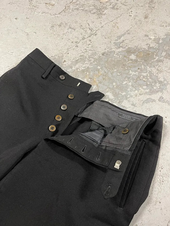 2000s Prada Cozy Tailored Black Pants (S/M) NrqaKbd 6