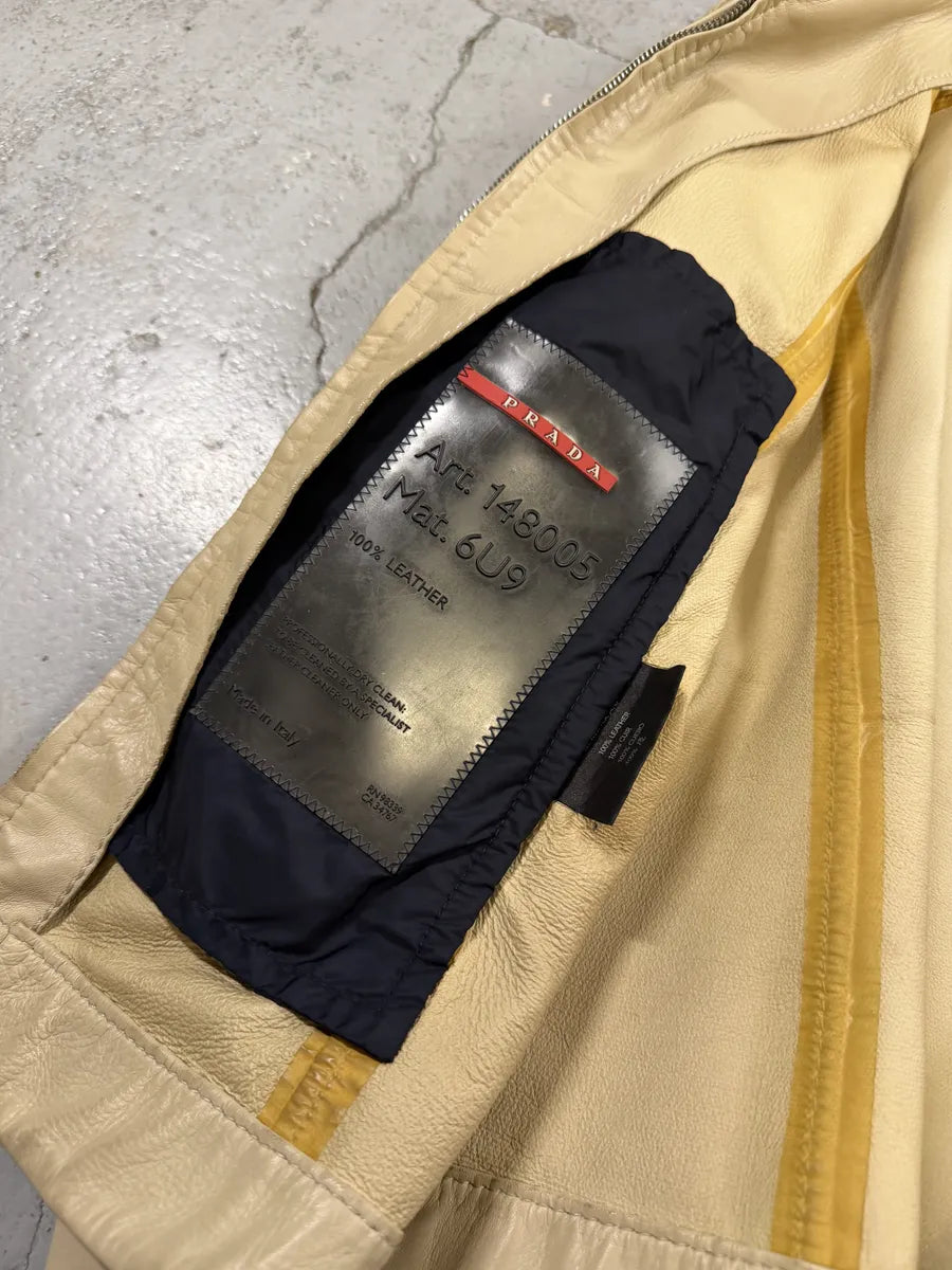 2000s Prada Creamy White Biker Leather Jacket fkPQZOW 10