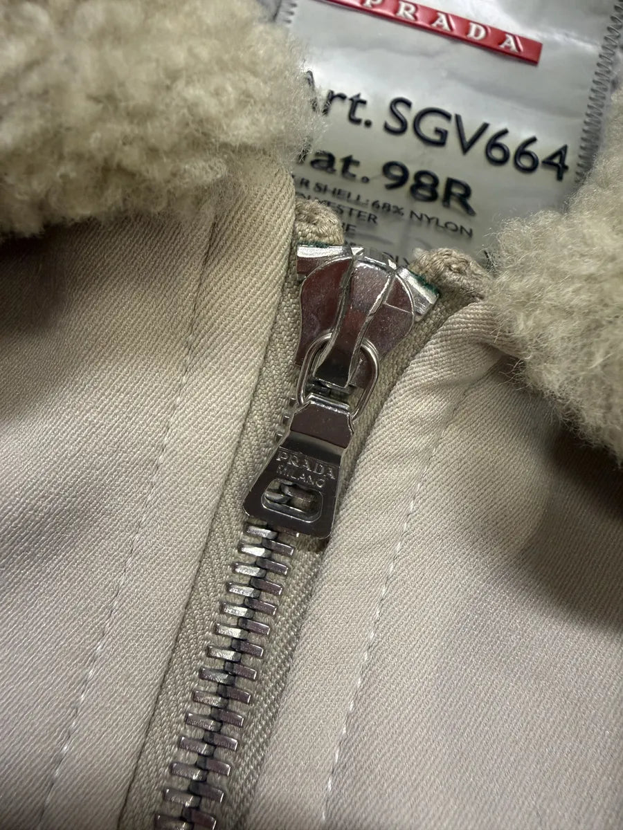 2000s Prada Creamy White Linea Rossa Aviator Bomber Jacket Odvyiqv 10