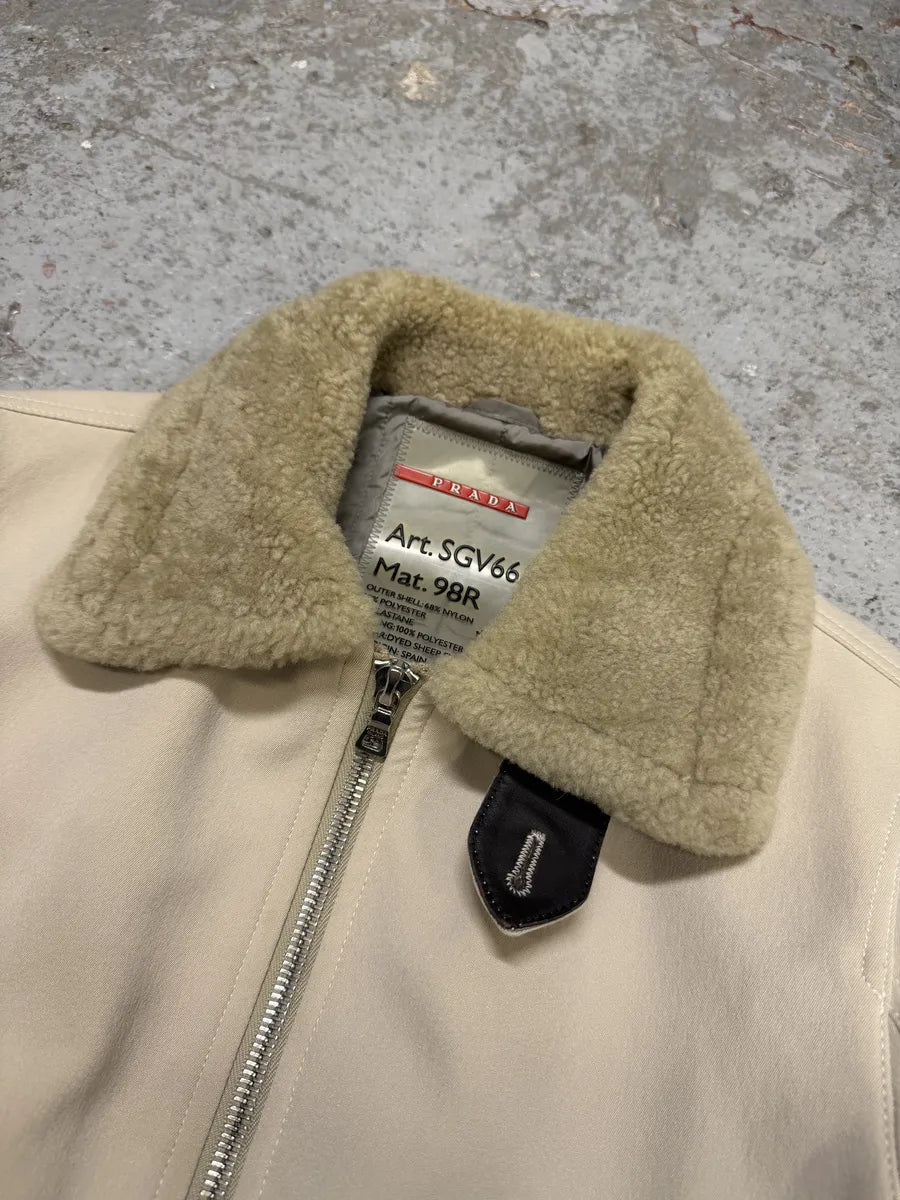 2000s Prada Creamy White Linea Rossa Aviator Bomber Jacket Odvyiqv 11