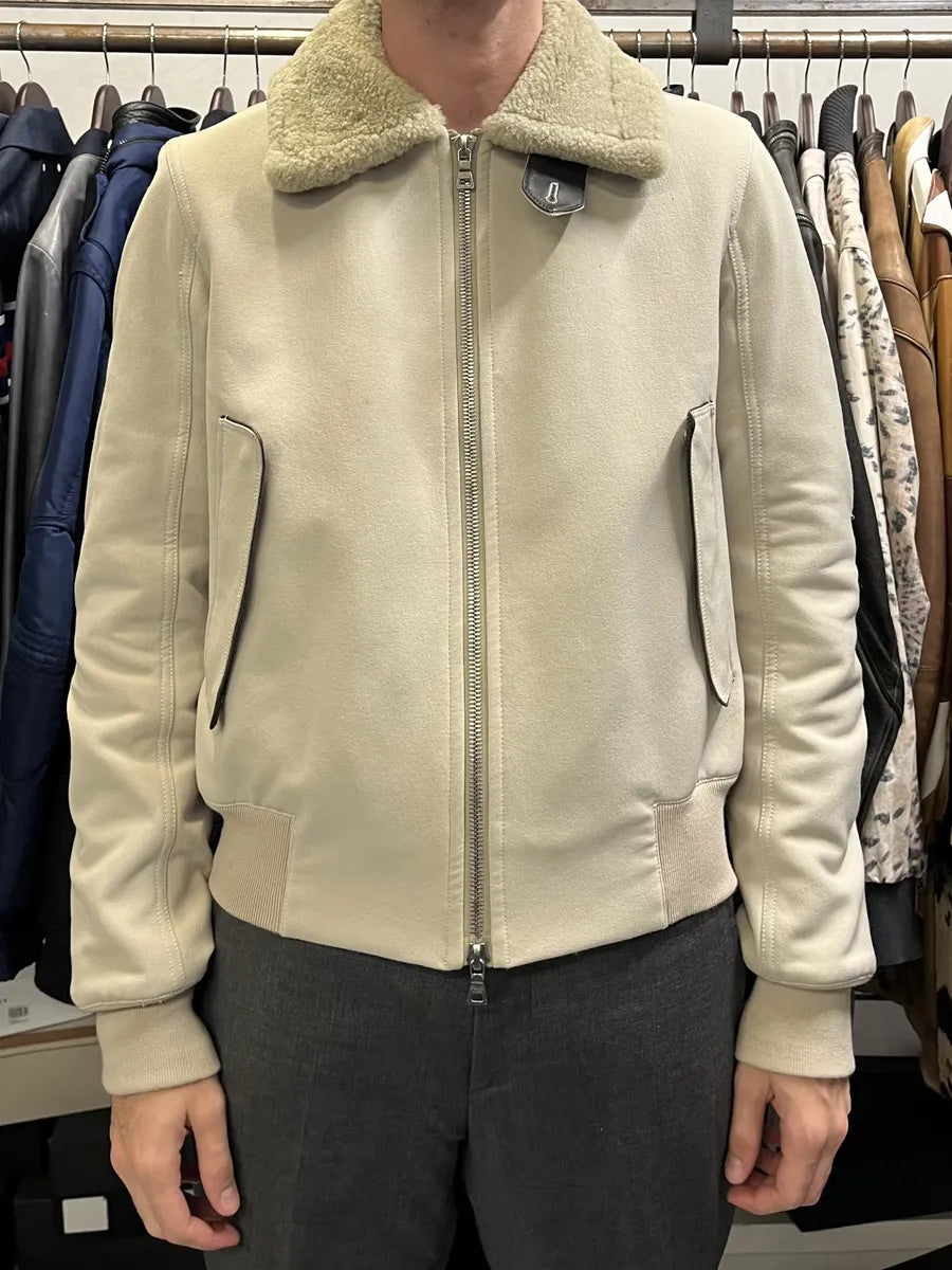 2000s Prada Creamy White Linea Rossa Aviator Bomber Jacket Odvyiqv 3
