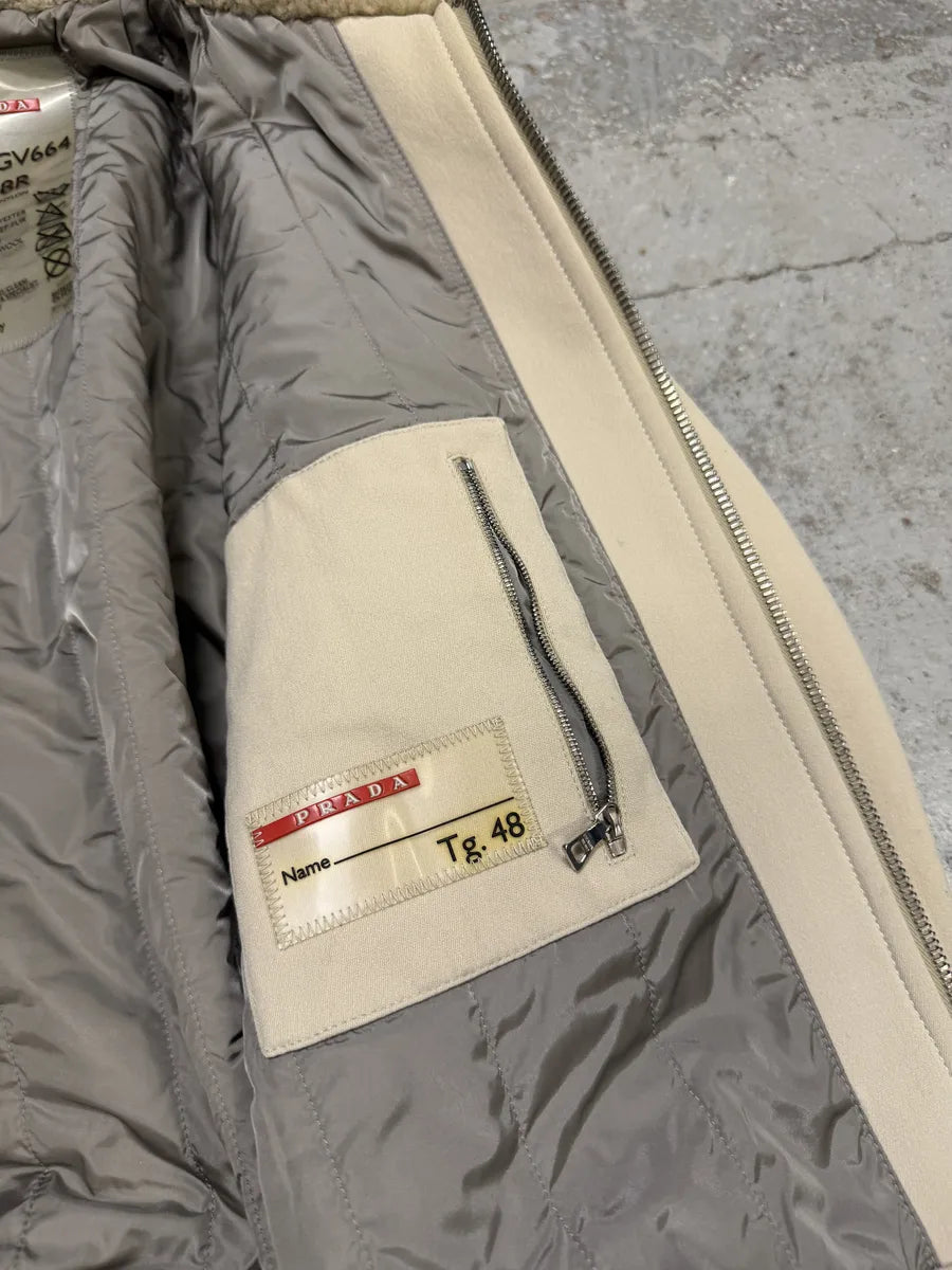 2000s Prada Creamy White Linea Rossa Aviator Bomber Jacket Odvyiqv 5
