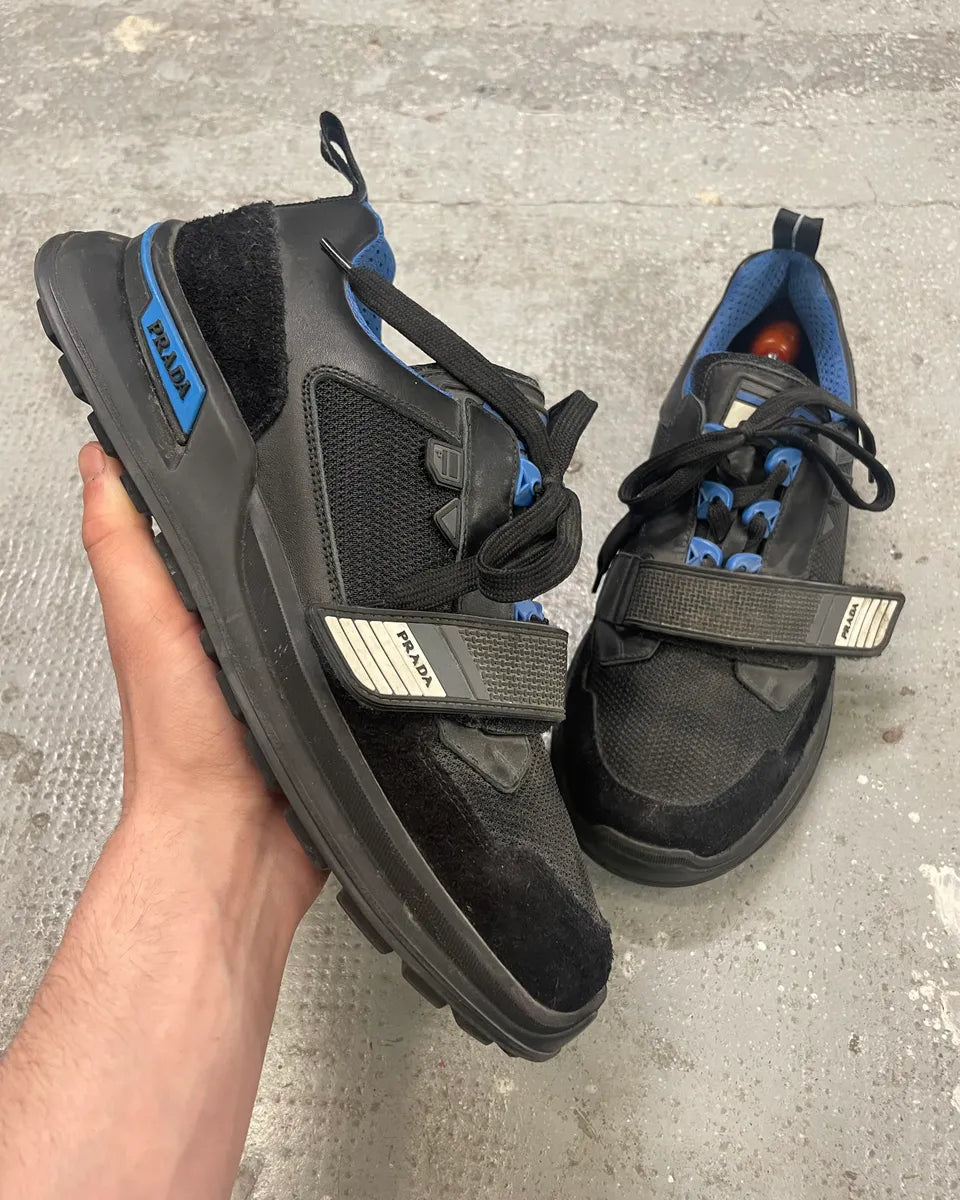 2000s Prada Crossection Black & Blue Low Scratch Shoes kHJzWRd 0