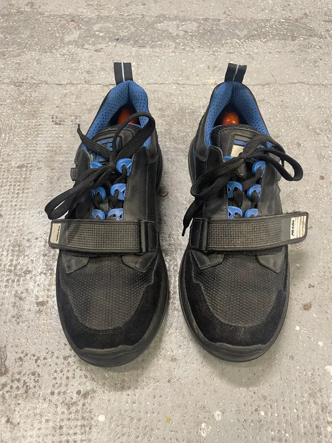 2000s Prada Crossection Black & Blue Low Scratch Shoes kHJzWRd 1