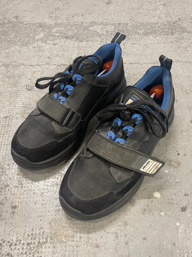 2000s Prada Crossection Black & Blue Low Scratch Shoes kHJzWRd 2