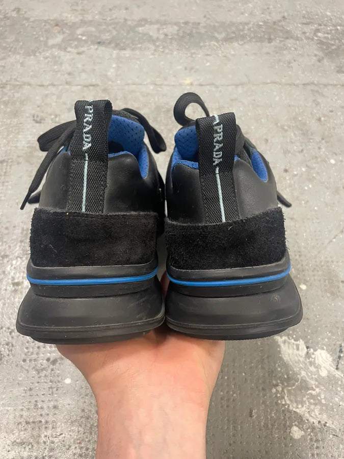 2000s Prada Crossection Black & Blue Low Scratch Shoes kHJzWRd 6