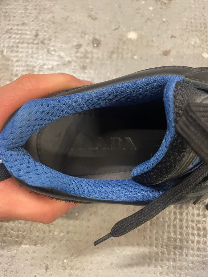 2000s Prada Crossection Black & Blue Low Scratch Shoes kHJzWRd 9