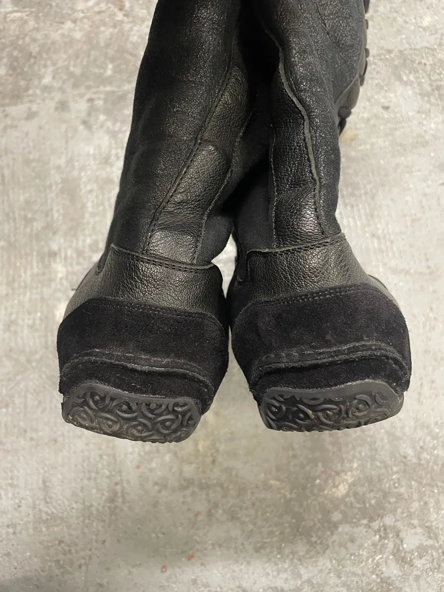 2000s Prada Dark Ankle Leather Laced Fur Boots (40eu/us7) 3