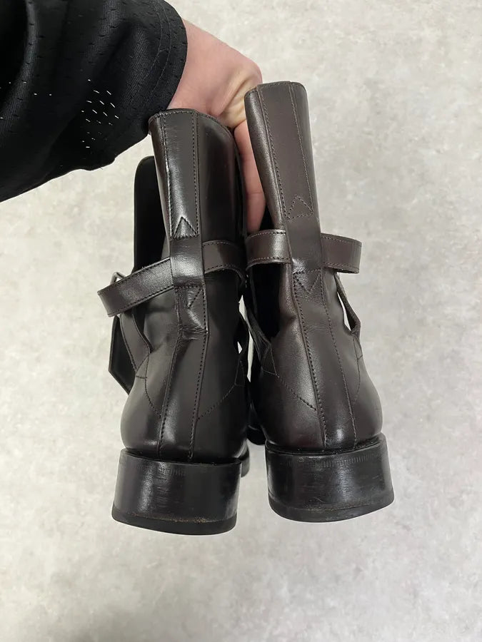 2000s Prada Dark Brown Classy Leather Boots ZmhguyH 4