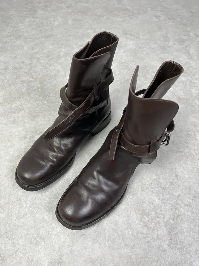 2000s Prada Dark Brown Classy Leather Boots ZmhguyH 5