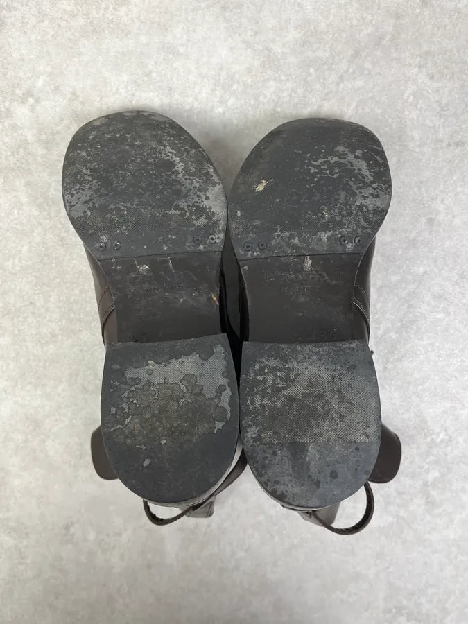 2000s Prada Dark Brown Classy Leather Boots ZmhguyH 6