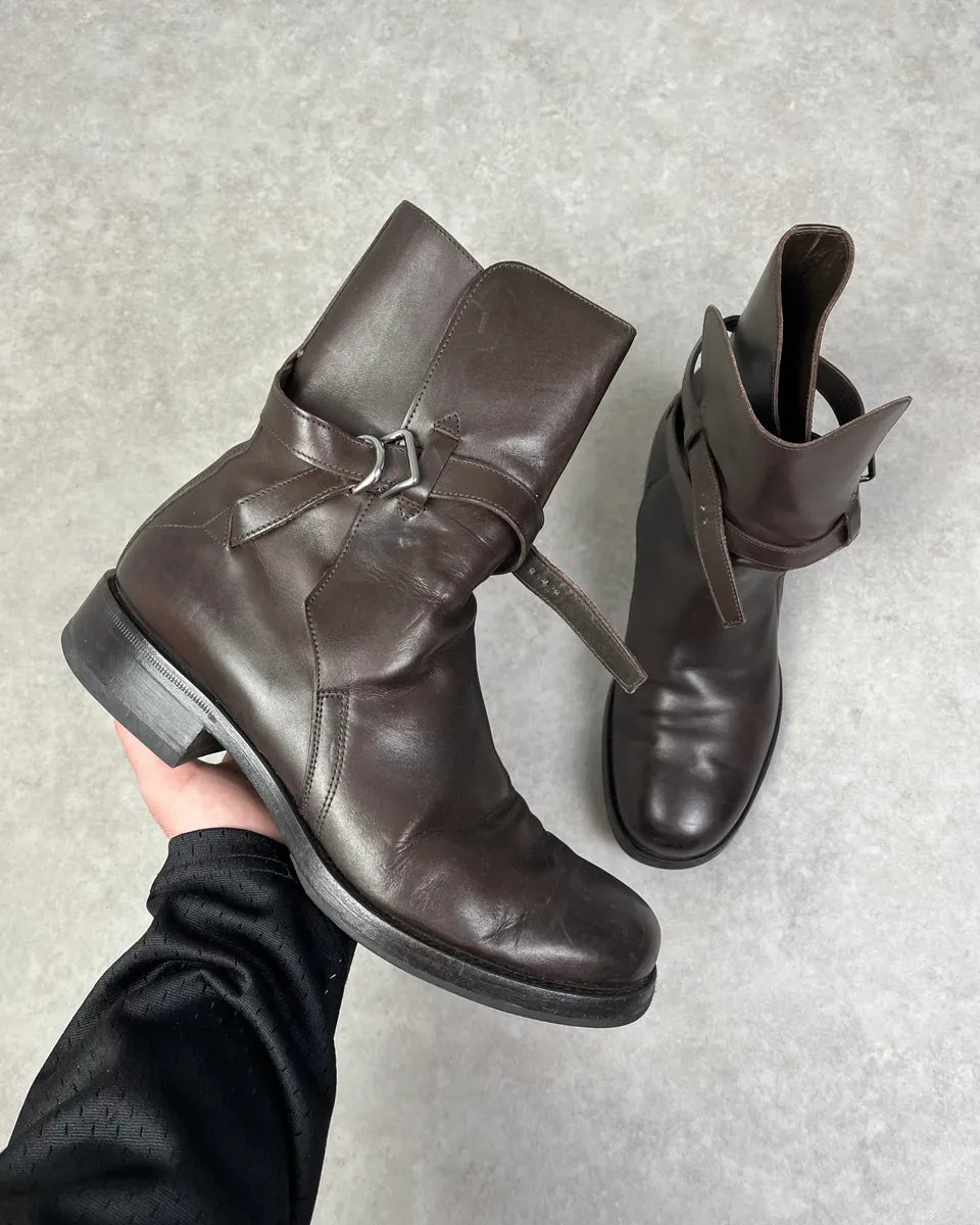 2000s Prada Dark Brown Classy Leather Boots ZmhguyH 0