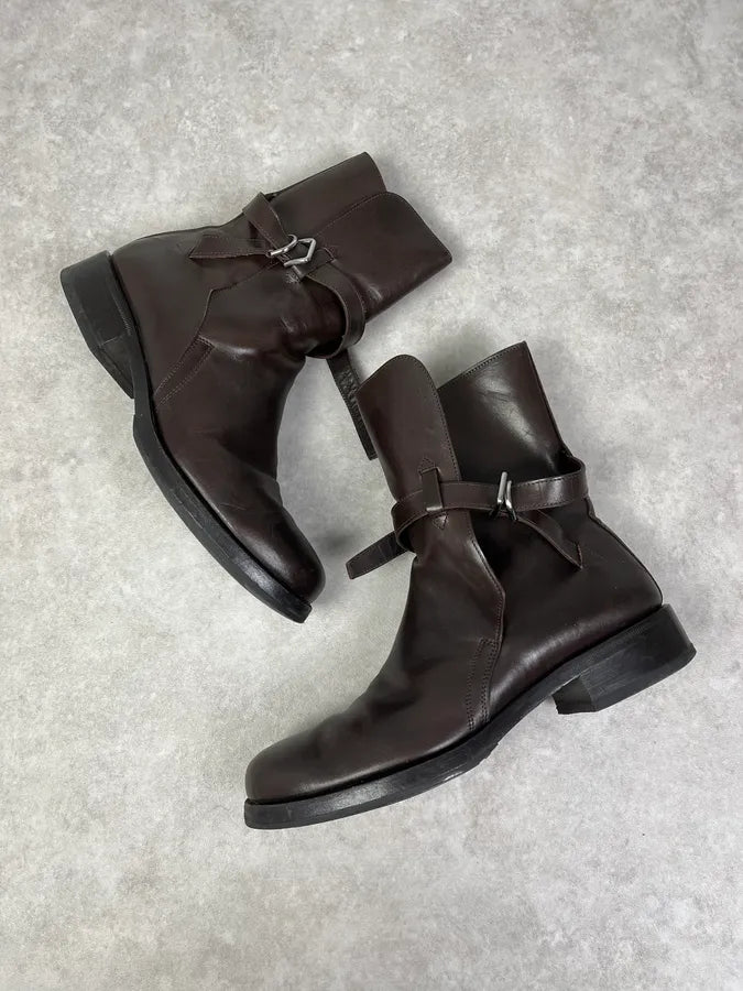 2000s Prada Dark Brown Classy Leather Boots ZmhguyH 2