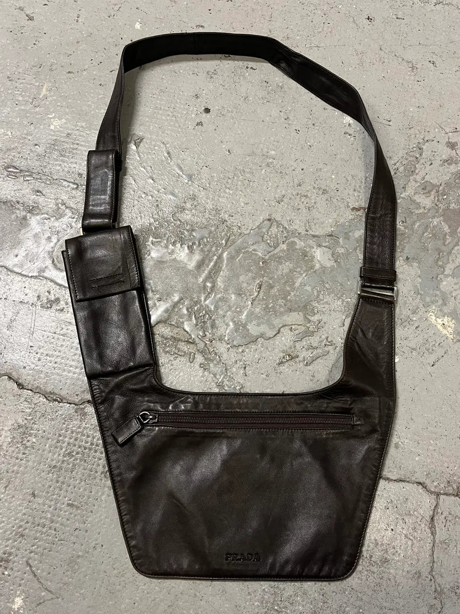 2000s Prada Dark Brown Leather Vest Bag (OS) JDjoJrd 0