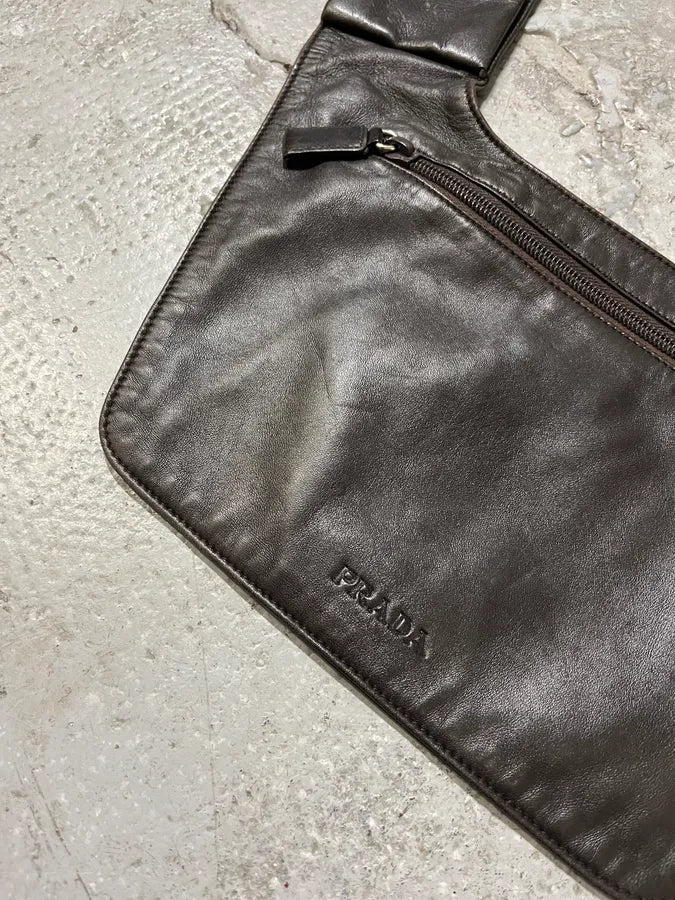 2000s Prada Dark Brown Leather Vest Bag (OS) JDjoJrd 3
