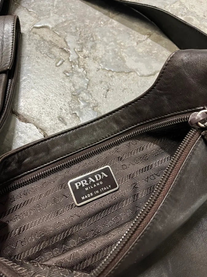 2000s Prada Dark Brown Leather Vest Bag (OS) JDjoJrd 7