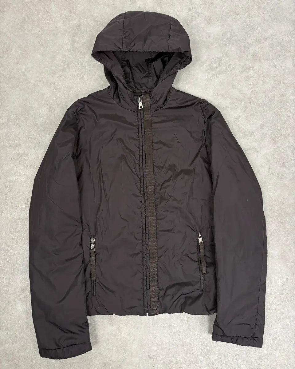 AW1999 Prada Dark Brown Nylon Hooded Jacket xYXoYJm 0