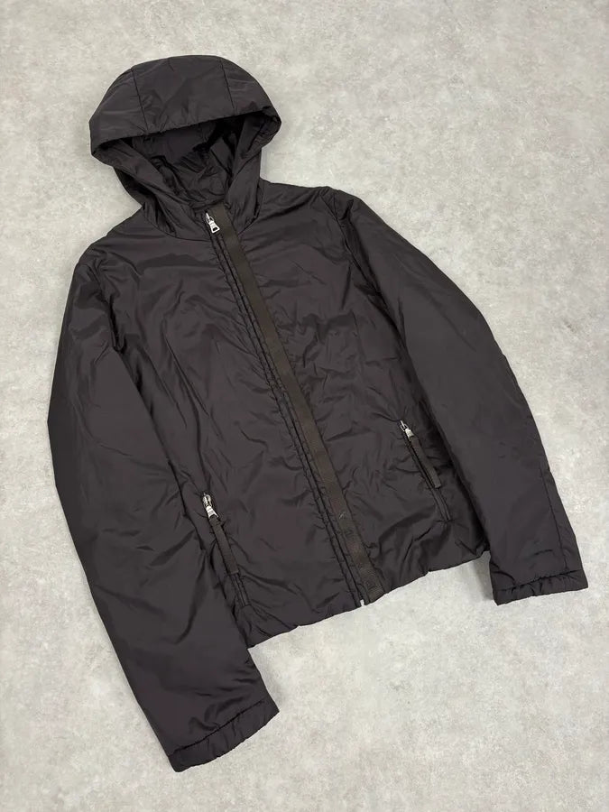 AW1999 Prada Dark Brown Nylon Hooded Jacket xYXoYJm 3