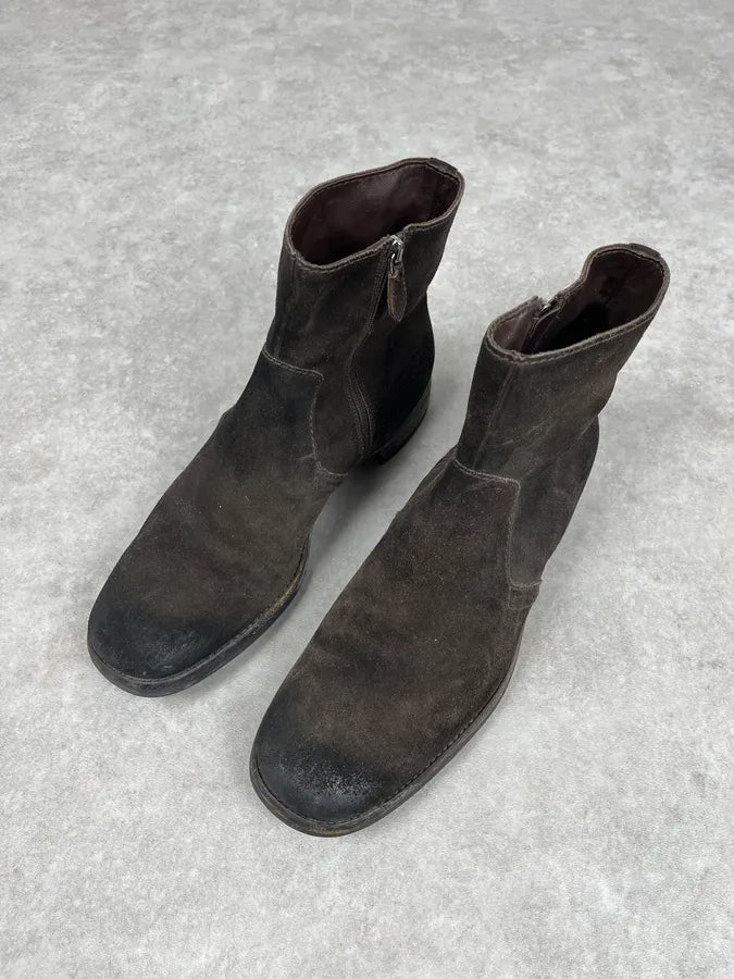 2000s Prada Dark Brown Suede Leather Boots CRHsMUd 1