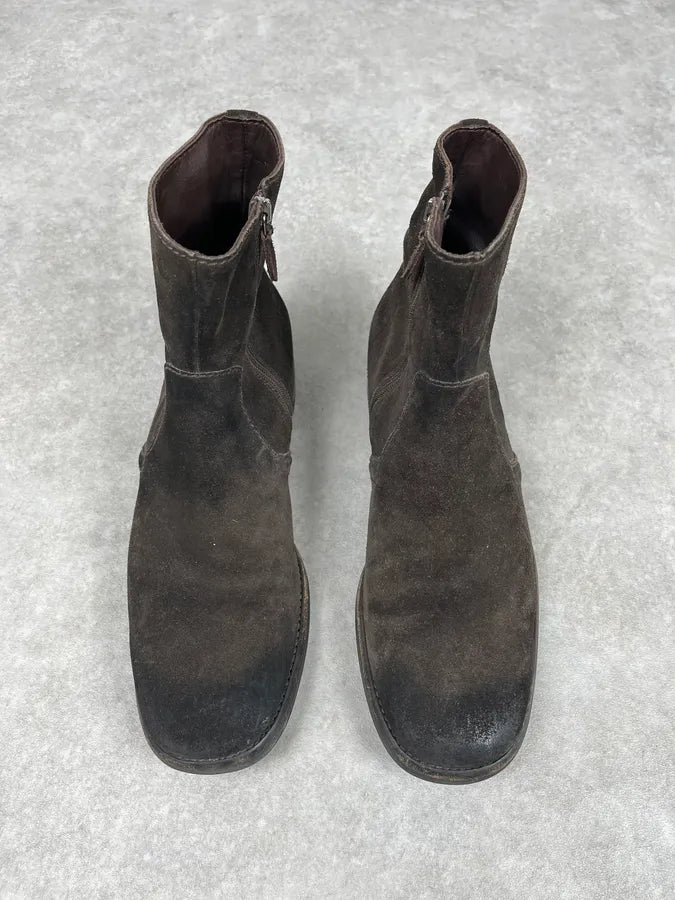 2000s Prada Dark Brown Suede Leather Boots CRHsMUd 3
