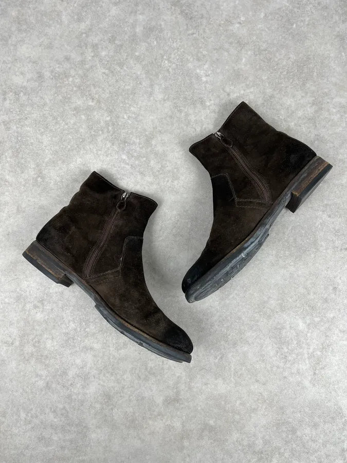 2000s Prada Dark Brown Suede Leather Boots CRHsMUd 4