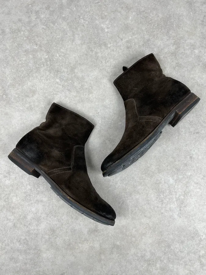 2000s Prada Dark Brown Suede Leather Boots CRHsMUd 2
