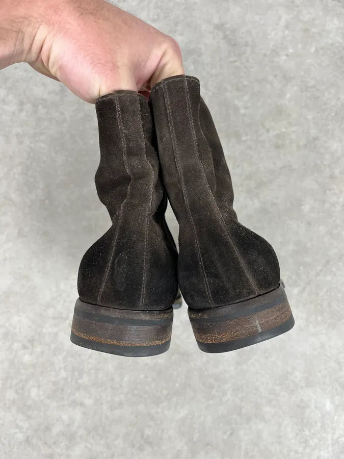 2000s Prada Dark Brown Suede Leather Boots CRHsMUd 5