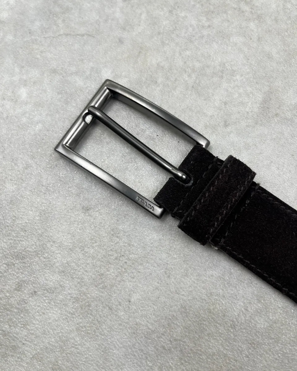 2000s Prada Dark Brown Suede Leather Belt  YjBIuoA 2