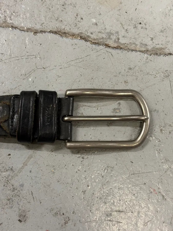 2000s Prada Dark Brown Woven Leather Belt KuomvbK 4