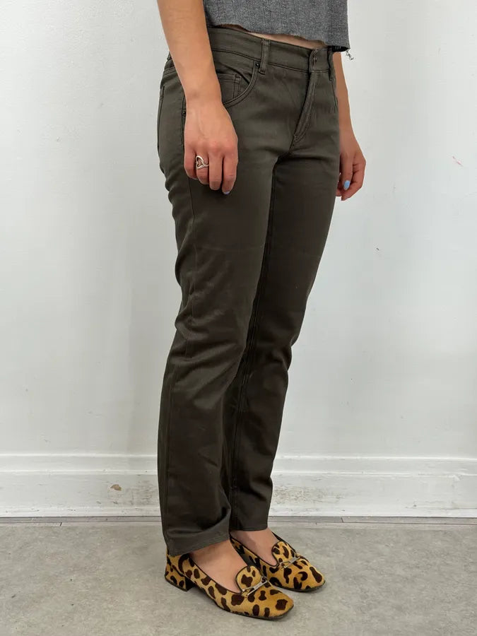 AW2006 Prada Dark Green Classic Minimalist Pants FmQpMhZ 1
