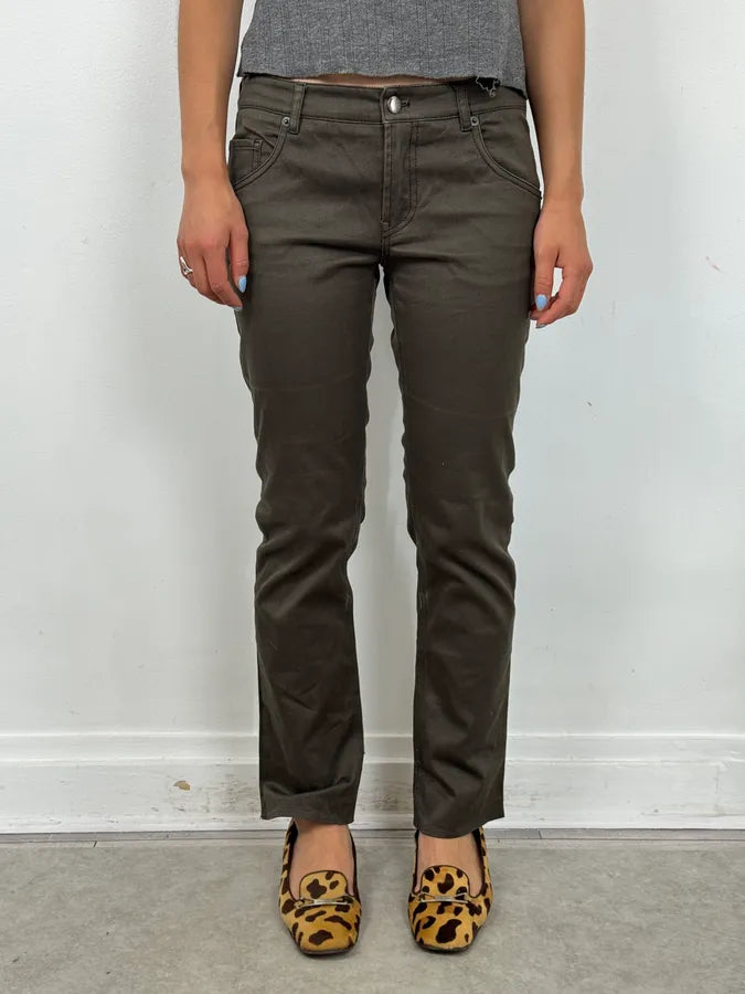 AW2006 Prada Dark Green Classic Minimalist Pants FmQpMhZ 0