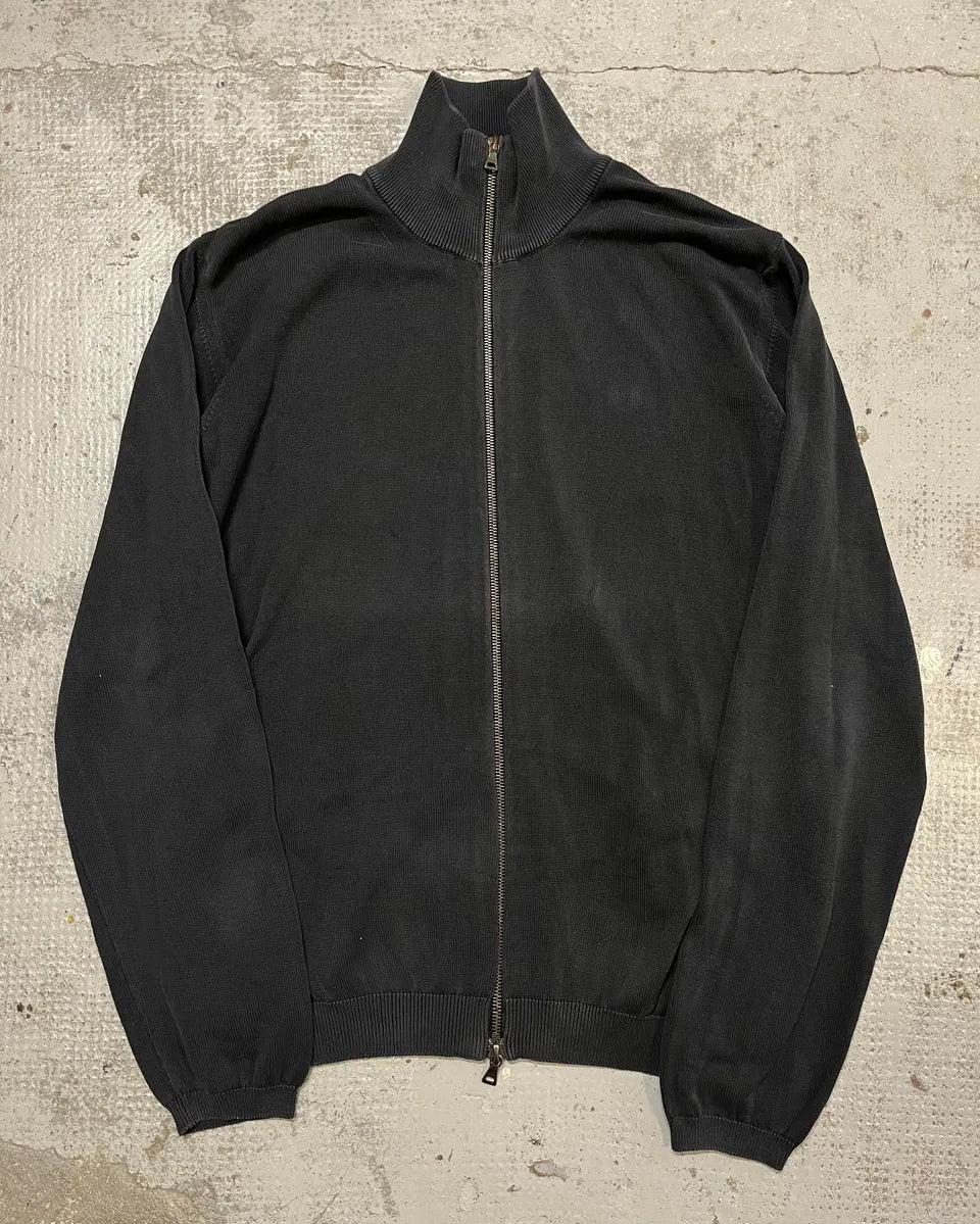 2000s Prada Dark Grey Faded Zip-up Sweater bKVaIiv 0