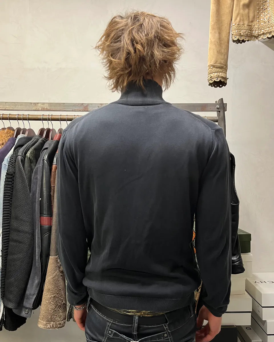 2000s Prada Dark Grey Faded Zip-up Sweater bKVaIiv 2