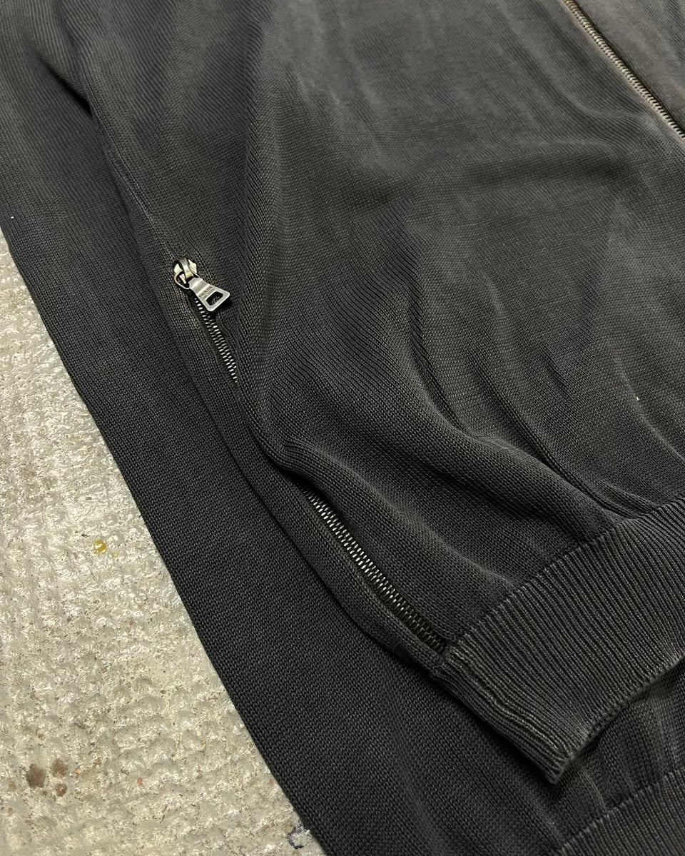 2000s Prada Dark Grey Faded Zip-up Sweater bKVaIiv 6